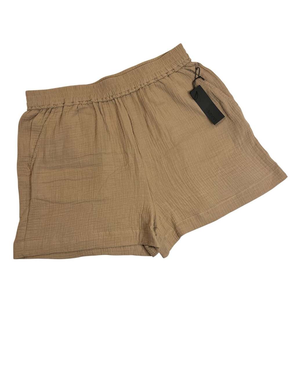 NWT Savvi Monique Cotton Muslin Elastic Waist Shorts (FB1)